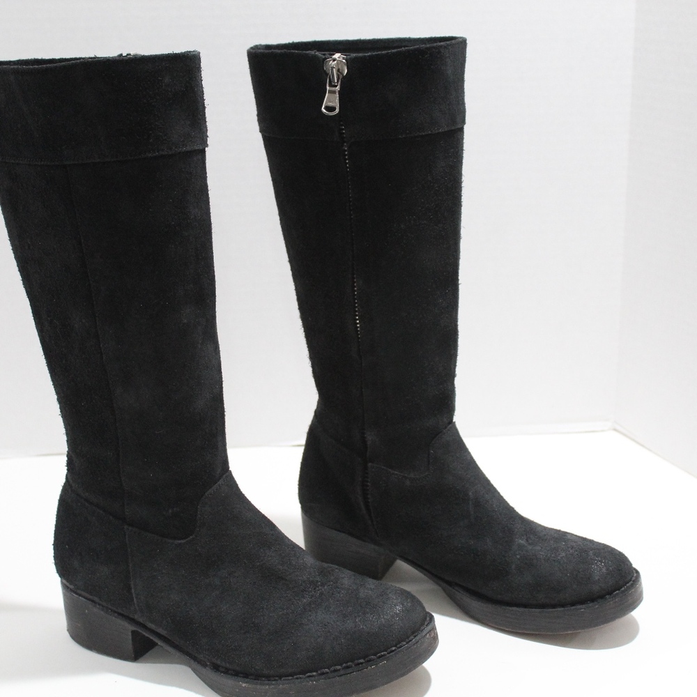 GIORGIO BRATO Black Suede Mid-Calf Boots Moto VGC
